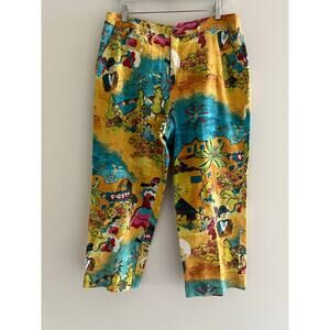 Chico's Cropped Linen Blend Cropped Pants Mexican Fiesta Size 1.5 / 10 JJ